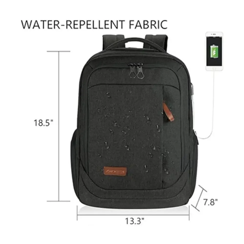Kroser Laptop Backpack Charcoal Black With USB